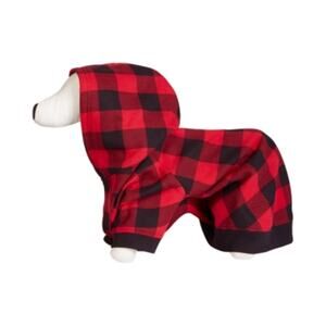 IDEOLOGY Pet Hoodie, buffalo Plaid, red black, Small